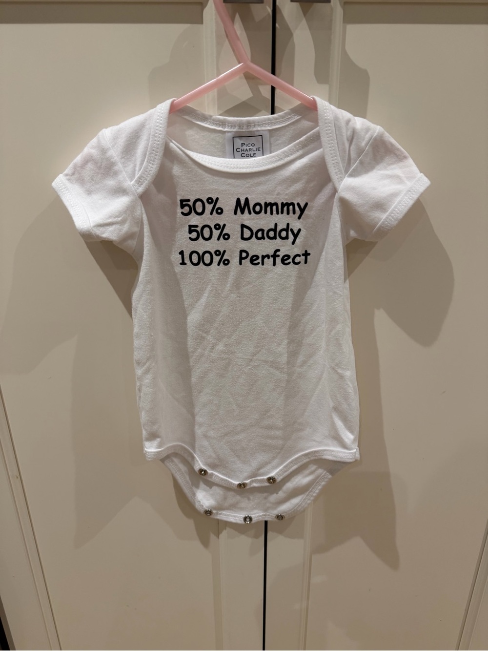 White 18-24m Baby One-Piece – 50% Mommy 50% Daddy 100% Perfect